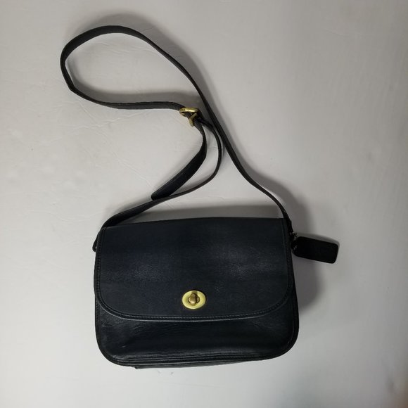 Coach Handbags - Vintage COACH Black Leather Crossbody Bag